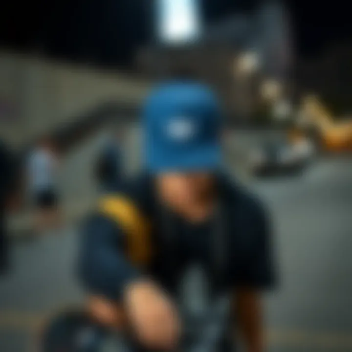 Skateboarding Style with Adidas Snapback Skateboarder wearing an Adidas snapback in an urban setting