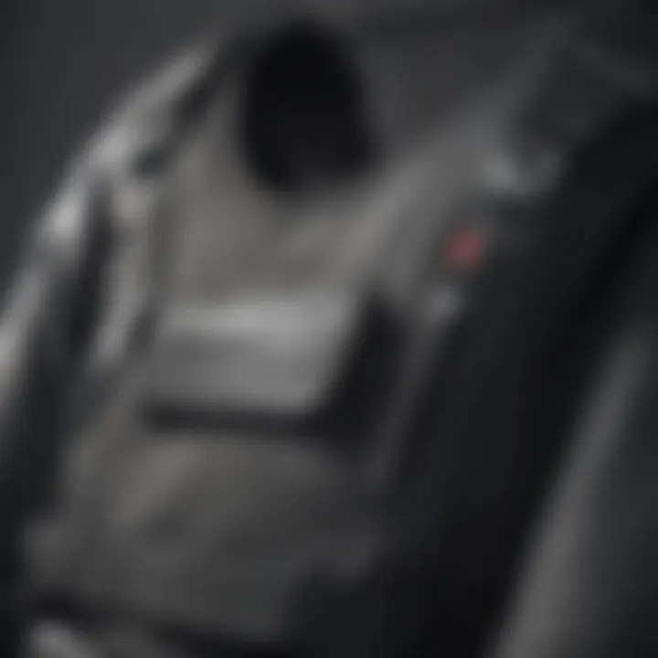 Close-up of Airblaster Freedom Bib features showcasing pockets and zippers