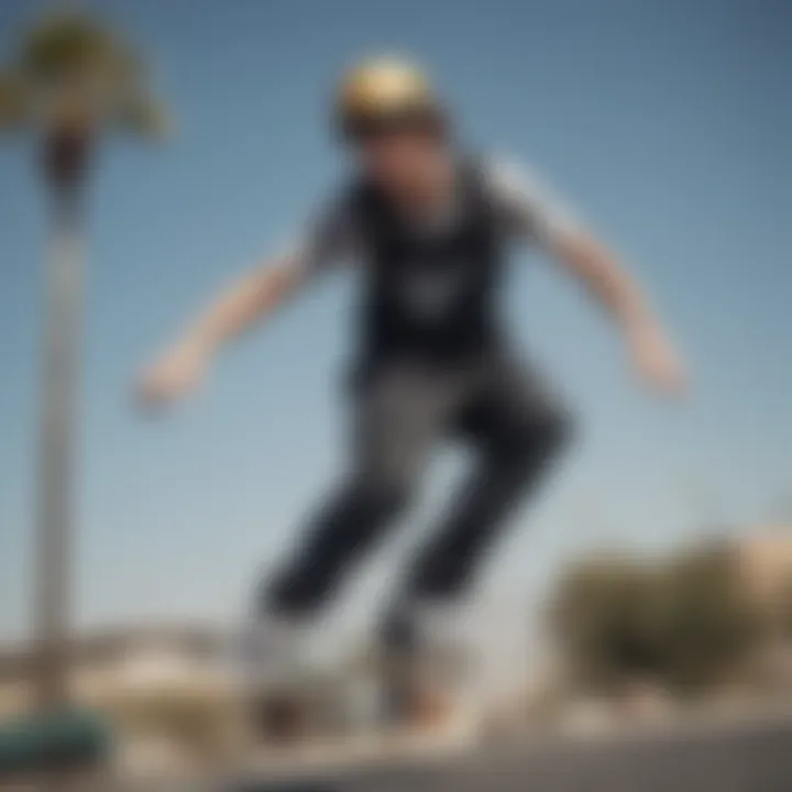 Skater performing tricks while wearing Airblaster Freedom Bib