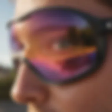 Close-up view of Oakley Prizm lens showcasing its polarization features