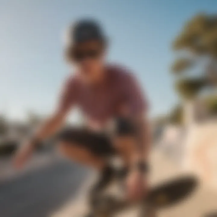 Skateboarder wearing Oakley Prizm lenses during a sunny day