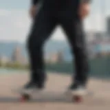 Dynamic skateboarding scene showcasing the versatility of black track pants