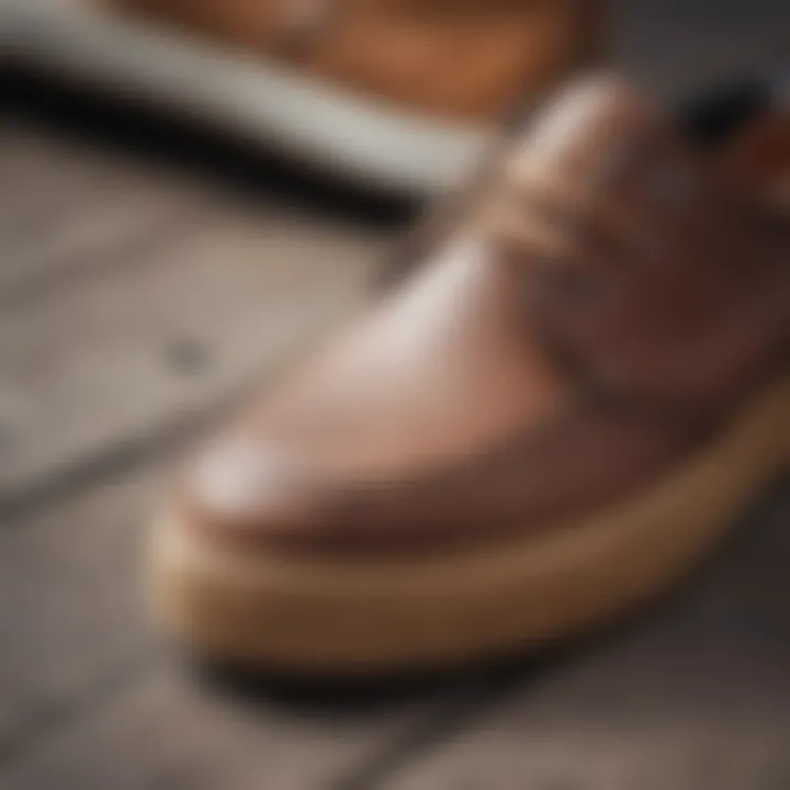 Close-up of durable materials used in boardwalk shoe design