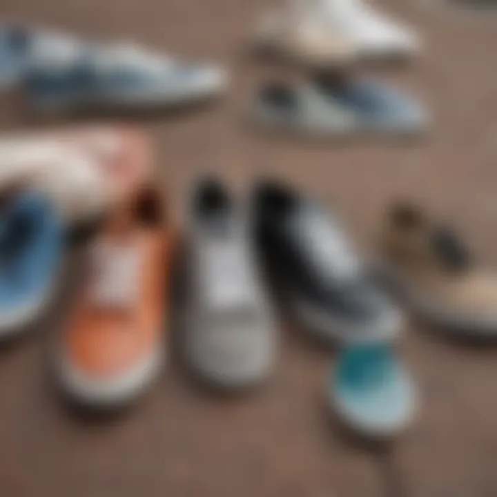 Different materials used in boardwalk shoes laid out for comparison.