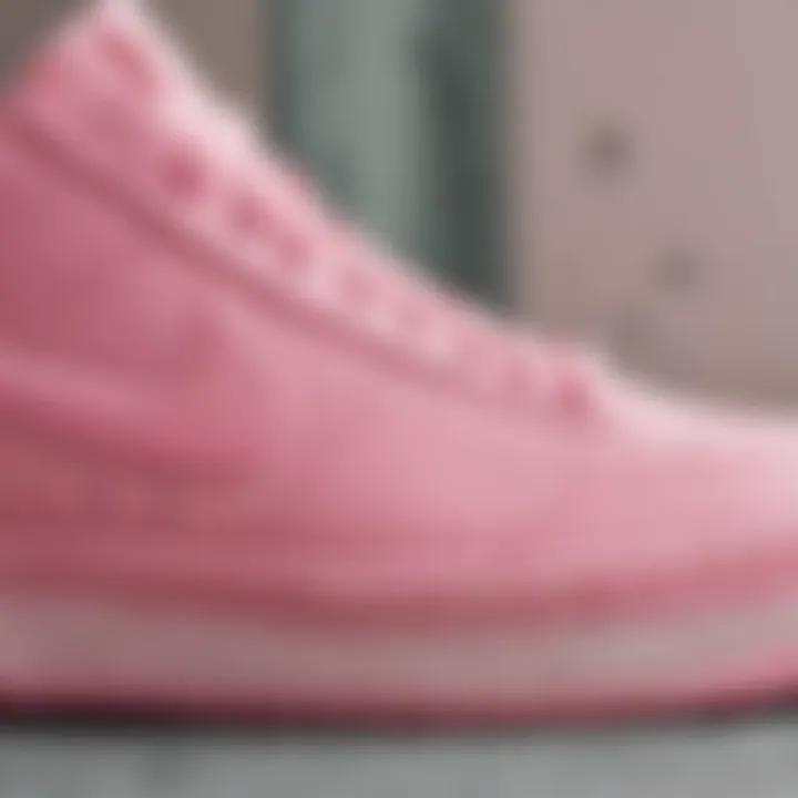 Close-up of bubble gum pink Nike sneaker design