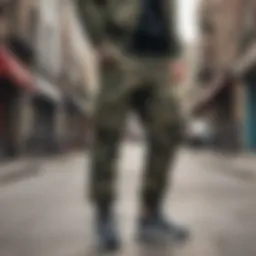 Stylish camouflage cargo jogger pants in an urban setting