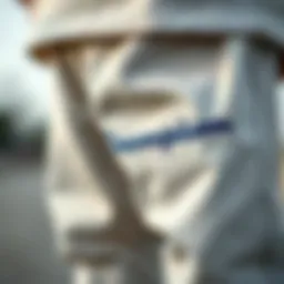 Close-up view of Champion sweatsuit pants showcasing fabric and detailing