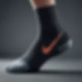 Detailed view of Nike cushioned sock design showcasing its unique features