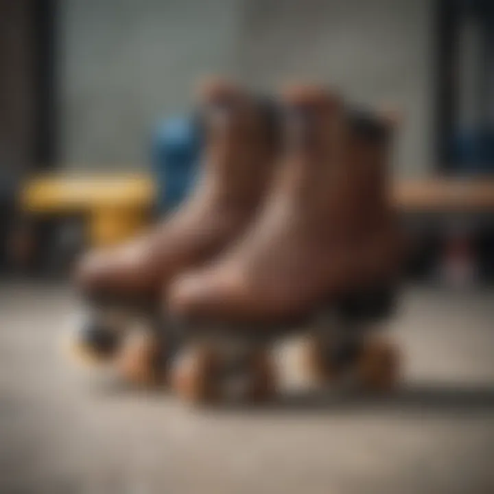 Safety gear alongside skating shoes