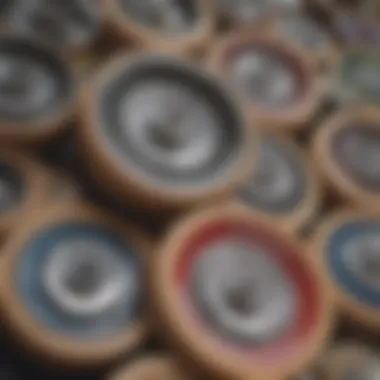 Close-up of tech deck skateboard wheels emphasizing material and size