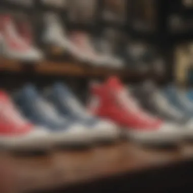 Historical display of various Converse models through the years