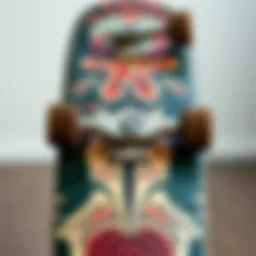 Detailed view of a custom Teck Deck showcasing unique design elements