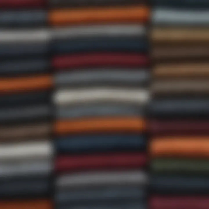 Close-up of fabric textures of various crew neck sweaters