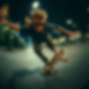 Dynamic Skateboarding Action Featuring Cyrus Sunglasses Skater wearing Cyrus sunglasses in action on a skateboard