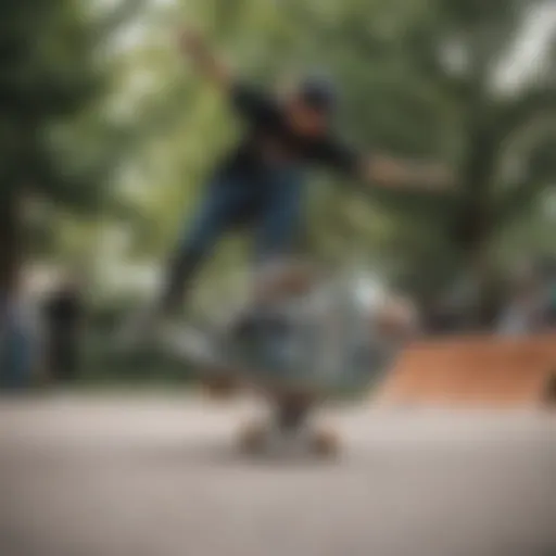 Dynamic skateboarder performing a trick