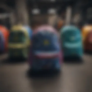 A collection of adidas backpacks showcasing vibrant colors and patterns