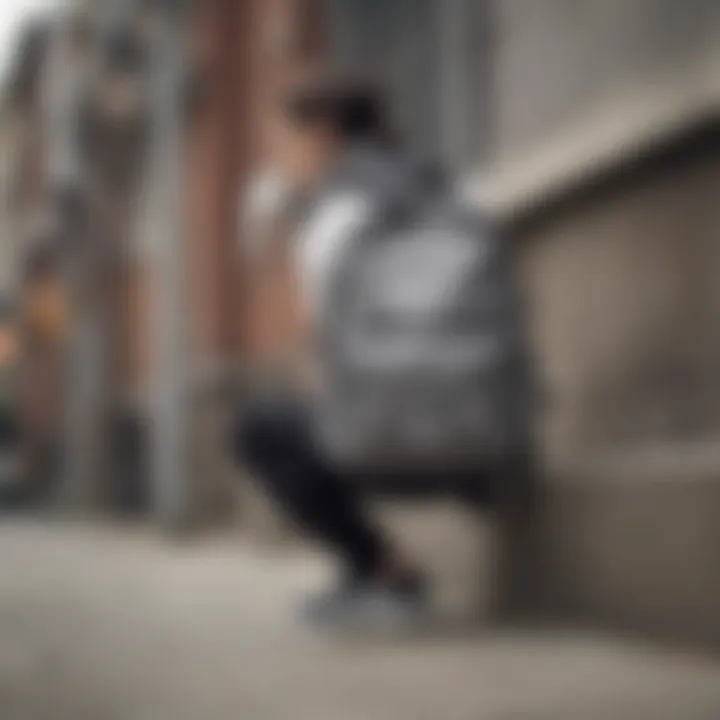 skater using the adidas mini backpack in an urban setting