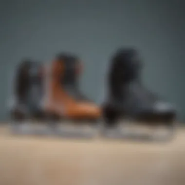 Comparison of various types of Bauer skate inserts lined up