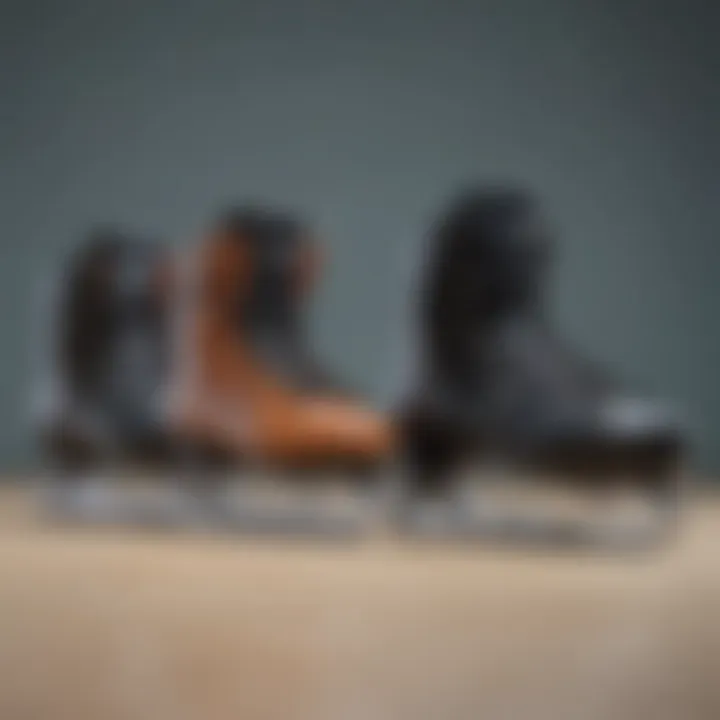 Comparison of various types of Bauer skate inserts lined up