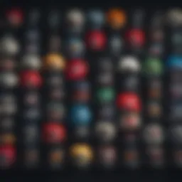 Diverse collection of snapback hats showcasing various designs and colors