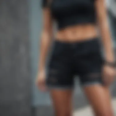 Versatile Styling Options with Black Distressed Shorts Fashionable outfit featuring distressed shorts