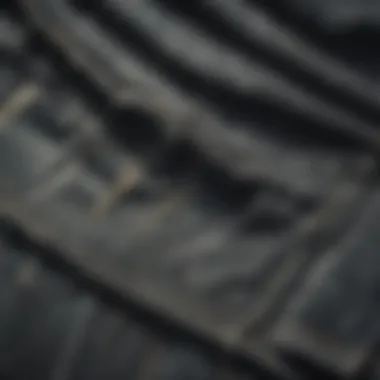 Detailing the Aesthetic Appeal of Distressed Fabric Close-up on the texture of distressed shorts