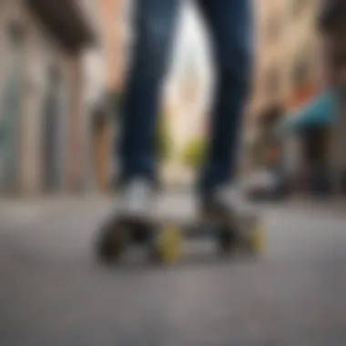 Showcasing an electric skateboard in an urban setting