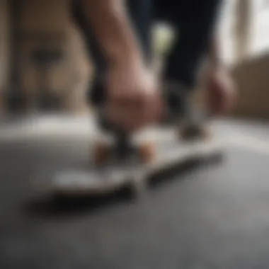 Skater maintaining grip tape