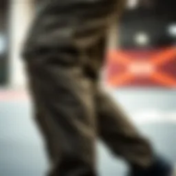 Close-up of the double knee design showcasing durability.