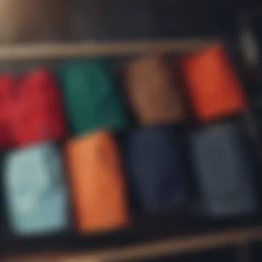 Various brands of fleece shorts displayed