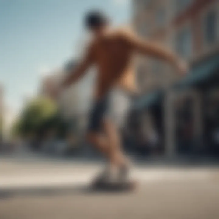 Skateboarder showcasing fleece shorts