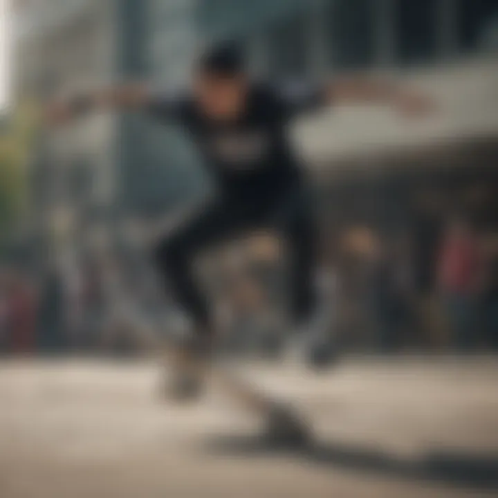 Skater performing a trick while wearing Adidas gear