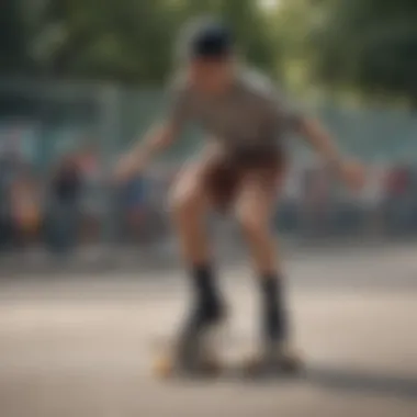 Skater performing tricks wearing stylish jersey shorts