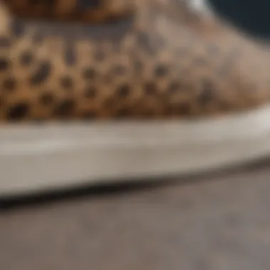 Close-up of leopard Vans detailing and texture