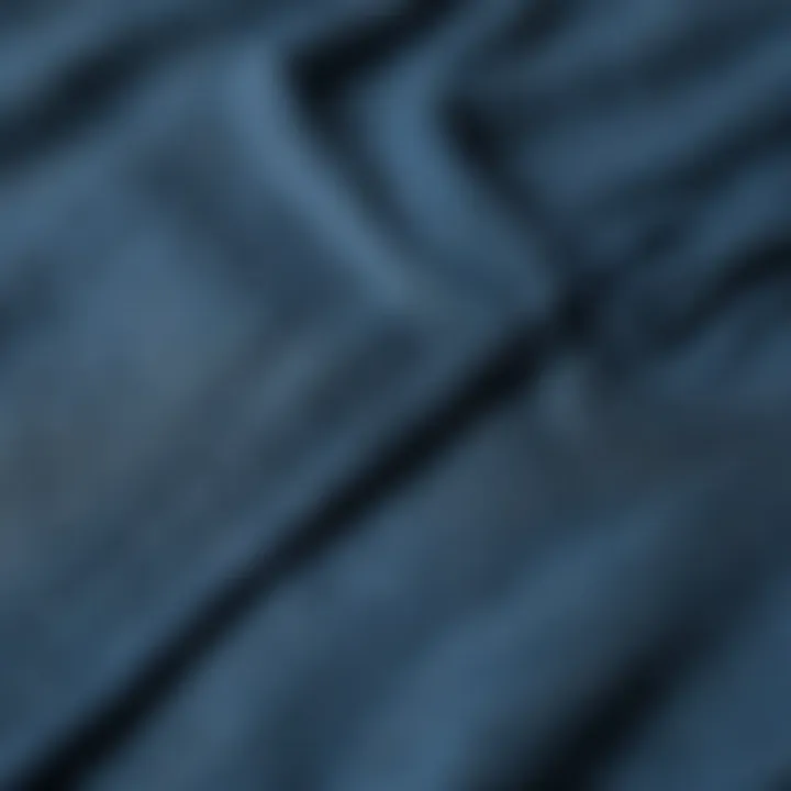 Close-up of the fabric texture of blue sweat shorts.