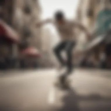 Skateboarder performing a trick while wearing Supras.