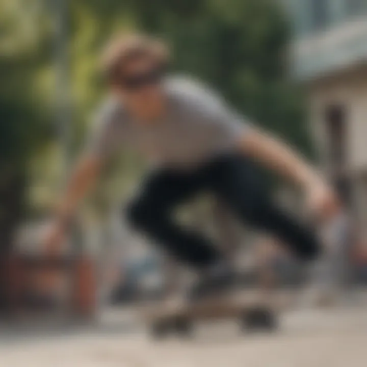 High-performance metal frame sunglasses on a skateboarder