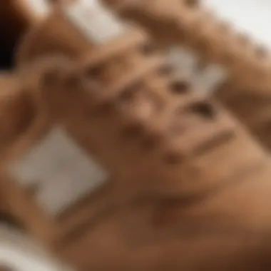 Close-up of premium suede material used in New Balance shoes