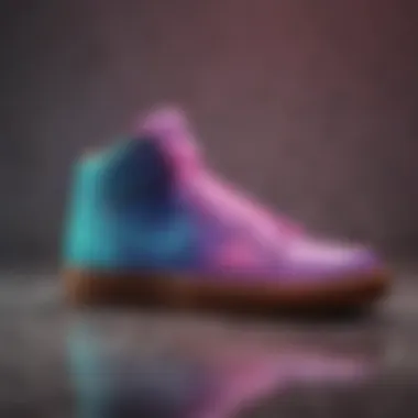 A close-up view of Nike's colour changing shoe showcasing its unique design and technology.