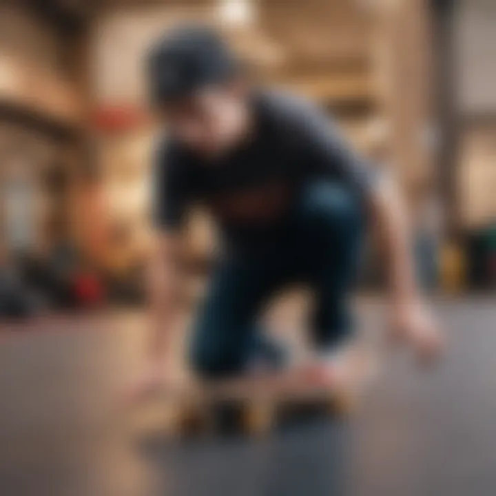 Fingerboard enthusiast demonstrating tricks using a pro tech deck.