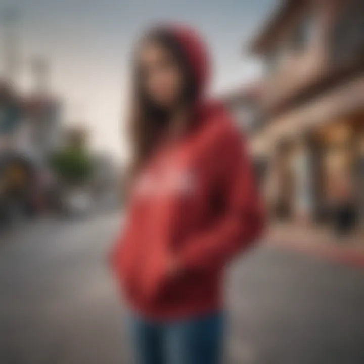 Skateboarder wearing Santa Cruz hoodie in urban setting