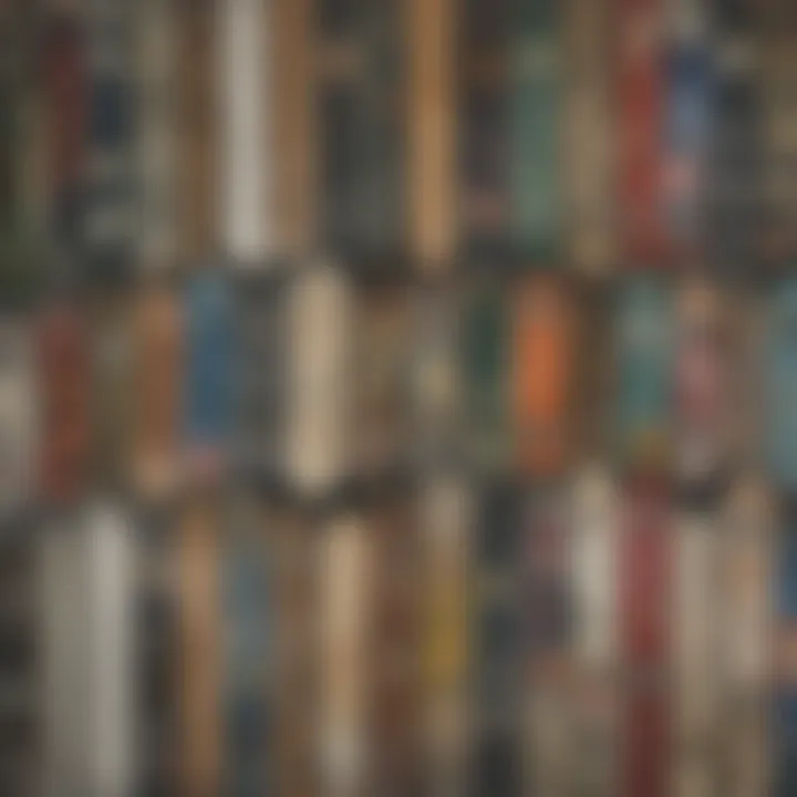 Various types of skate deck tapes arranged for comparison