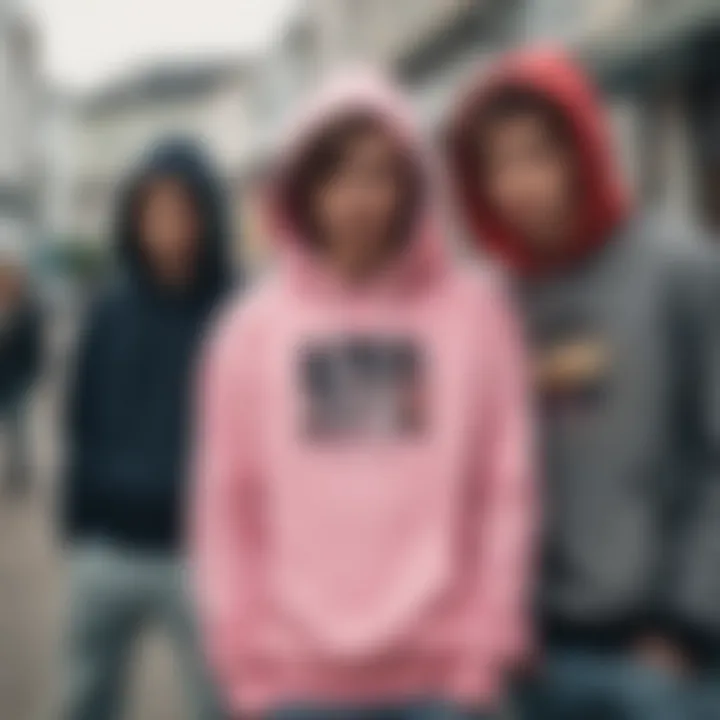 Teenagers expressing personal style through various hoodie styles