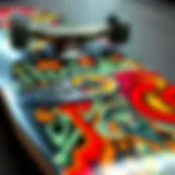 A close-up of a tech deck showcasing its intricate design and graphics