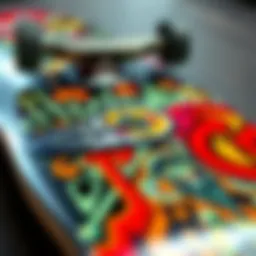 A close-up of a tech deck showcasing its intricate design and graphics