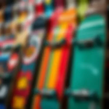 Vibrant Collection of Tech Decks A vibrant tech deck collection displayed creatively