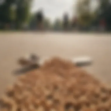 A group of skaters enjoying peanuts at a park