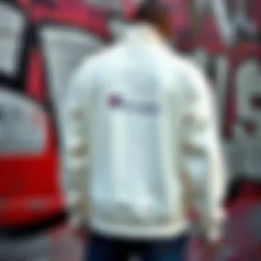 Cultural Canvas: Fashion Meets Street Art Artistic representation of the Cream Champion Sweatshirt against a graffiti backdrop