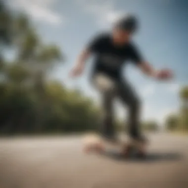 Rider demonstrating the performance and stability of the Globe Bamboo Longboard