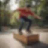 Skater performing a grind on a grind box